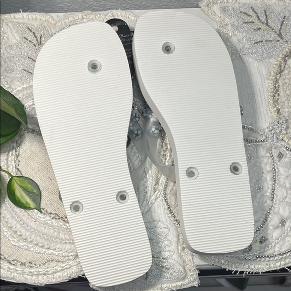 Silly Sandals White Flip Flops with Soccerball & Beaded Straps - Picture 6 of 7